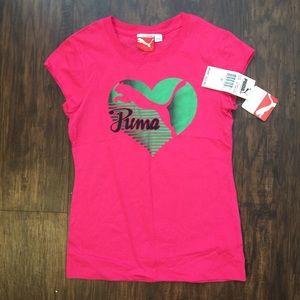 Puma Girls Graphic T-shirt Hot Pink Size M